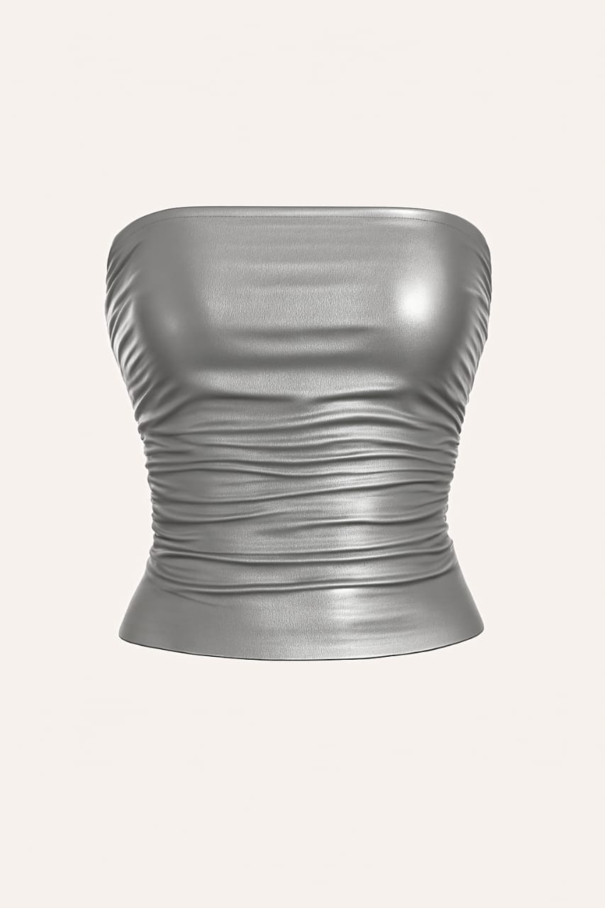 Women's strapless Faux Leather Tops