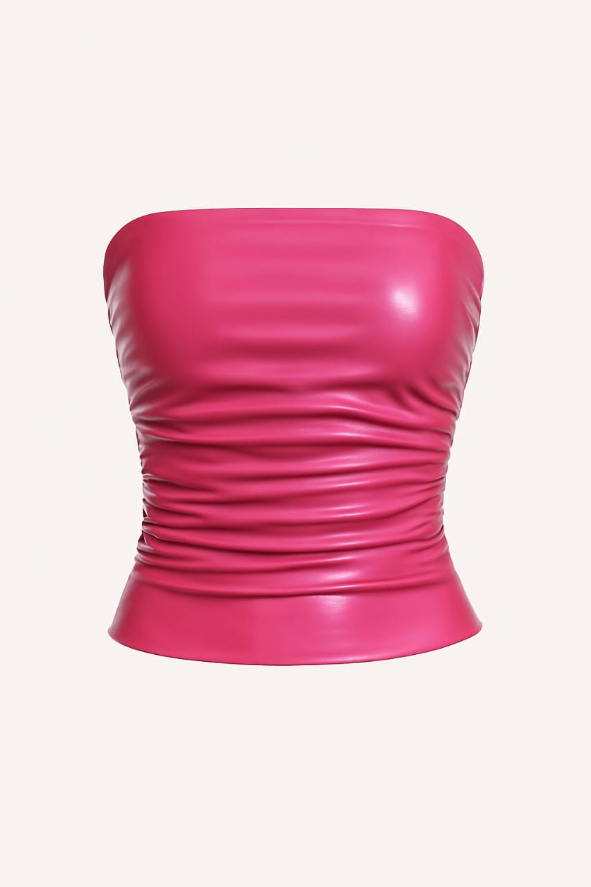 Women's strapless Faux Leather Tops