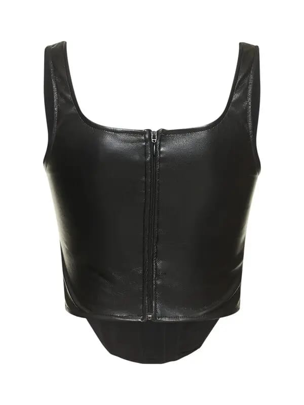Women's Western Faux Leather Top vest