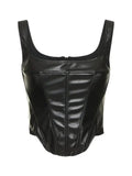 Women's Western Faux Leather Top vest