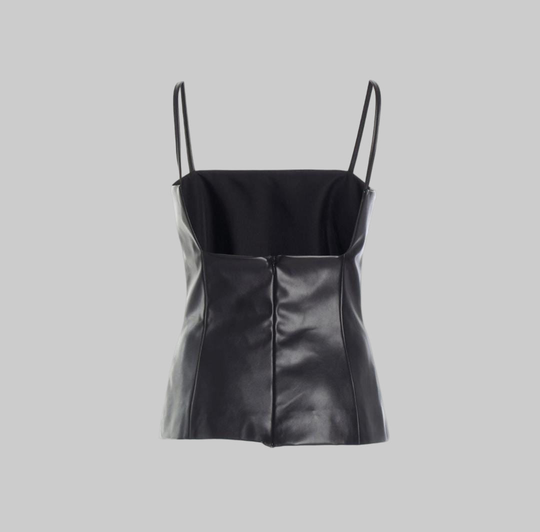 Women's Stylish Faux Leather Tank Top