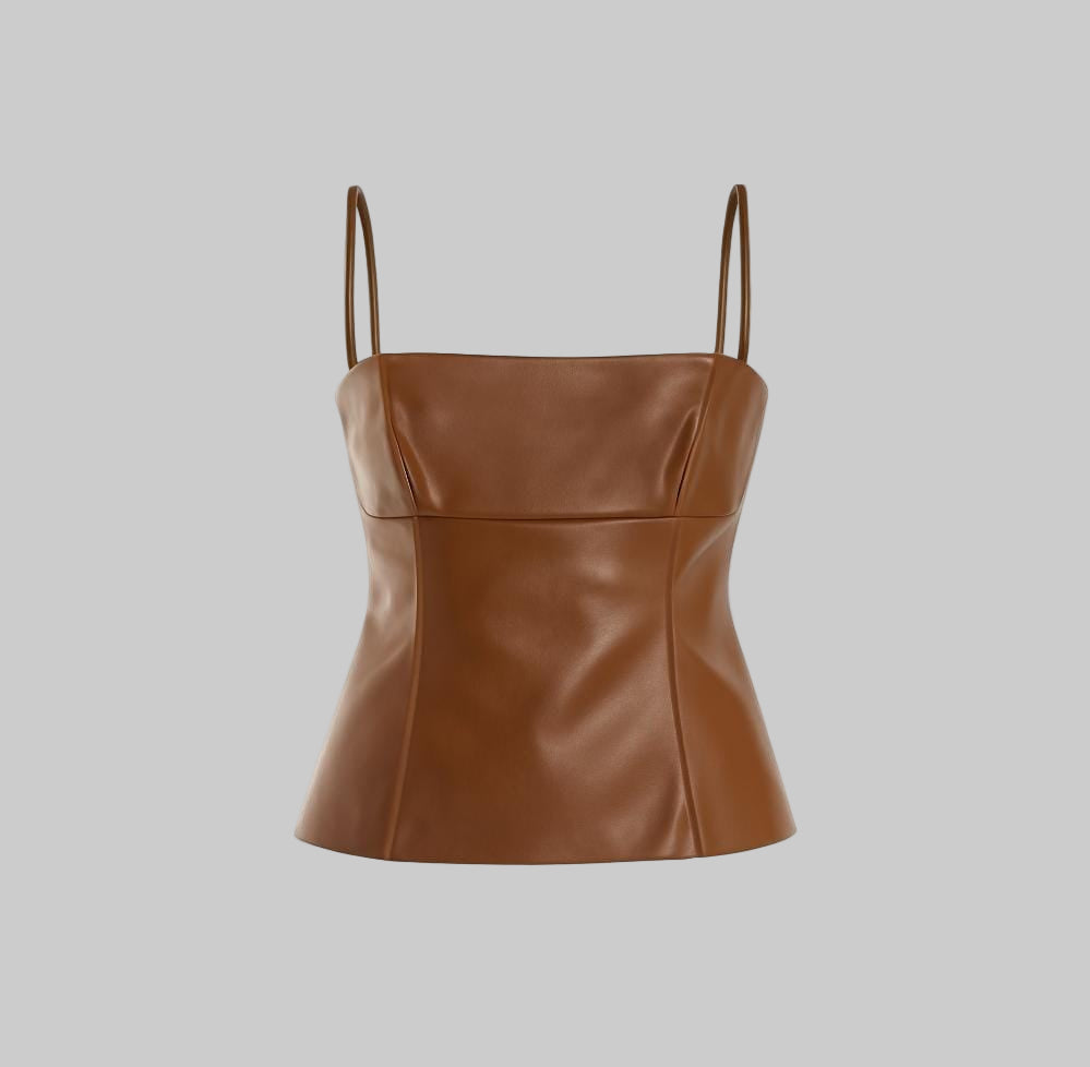 Women's Stylish Faux Leather Tank Top