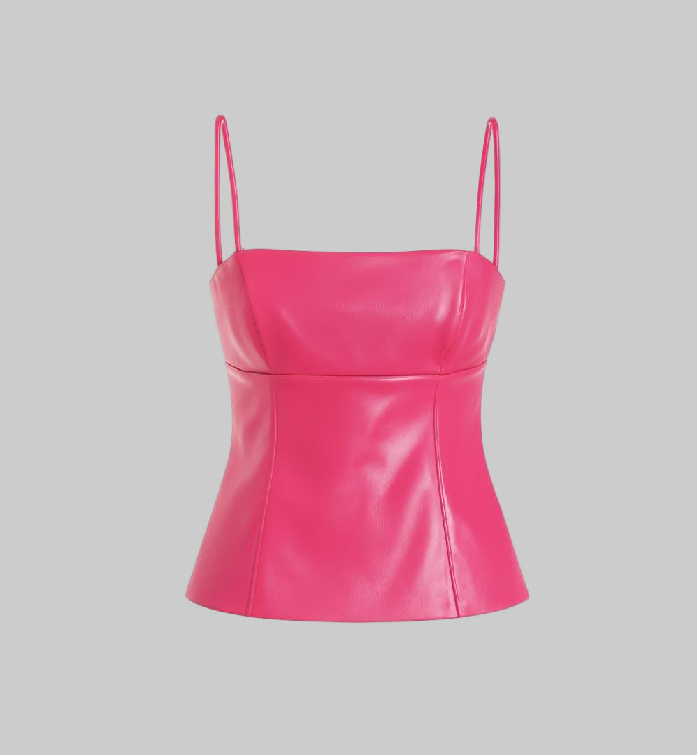 Women's Stylish Faux Leather Tank Top