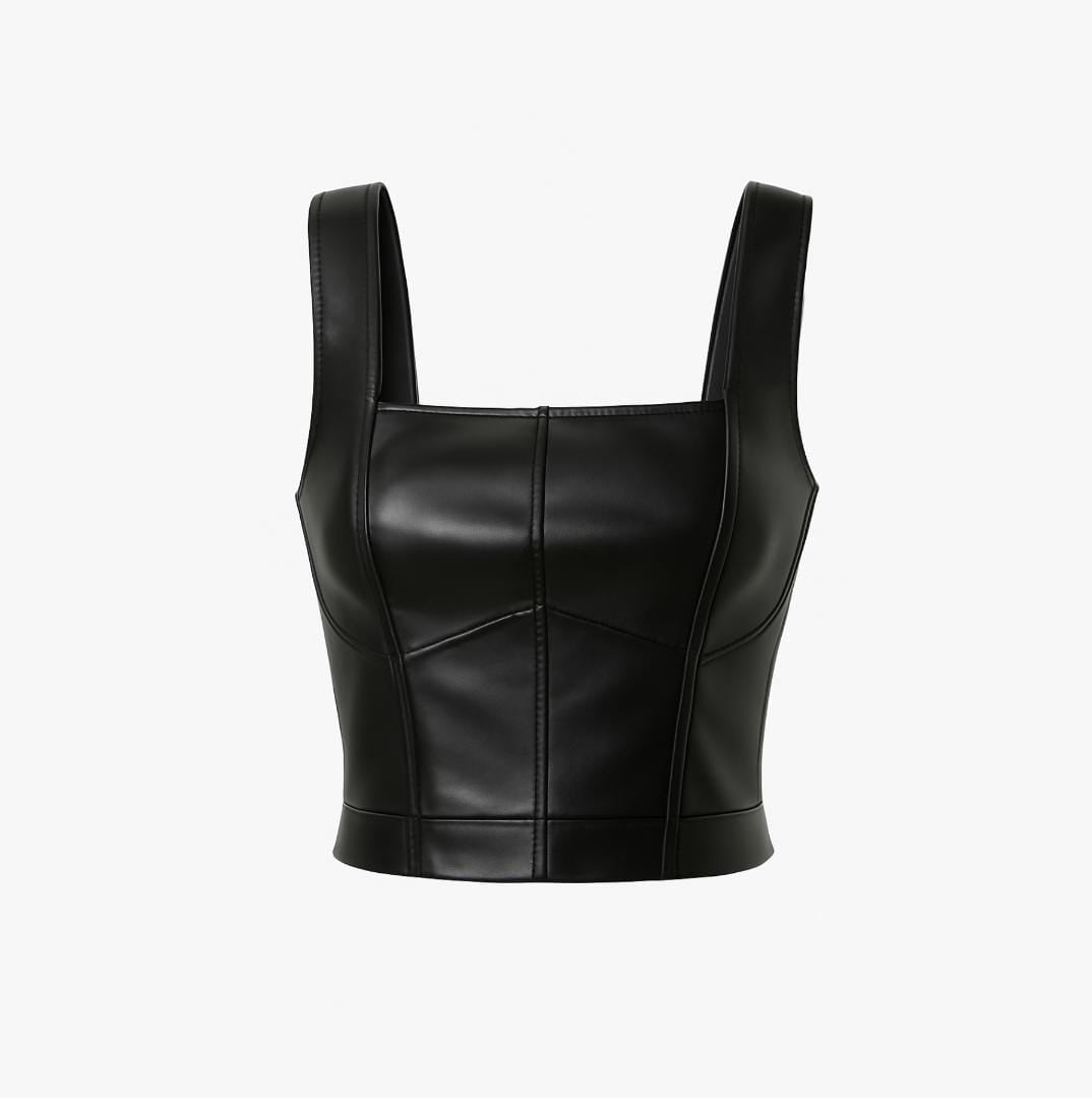Women's Stylish Faux Leather Top