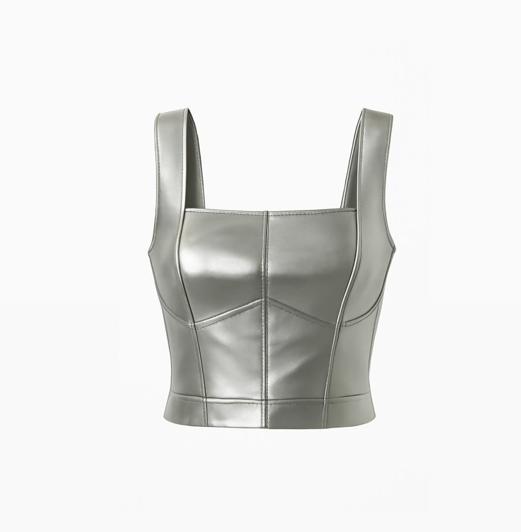 Women's Stylish Faux Leather Top