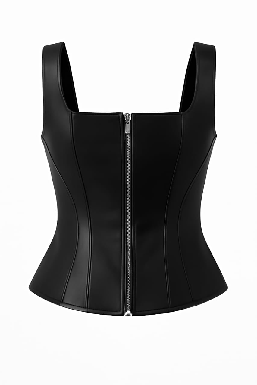 Women's Stylish Corset Faux Leather Top