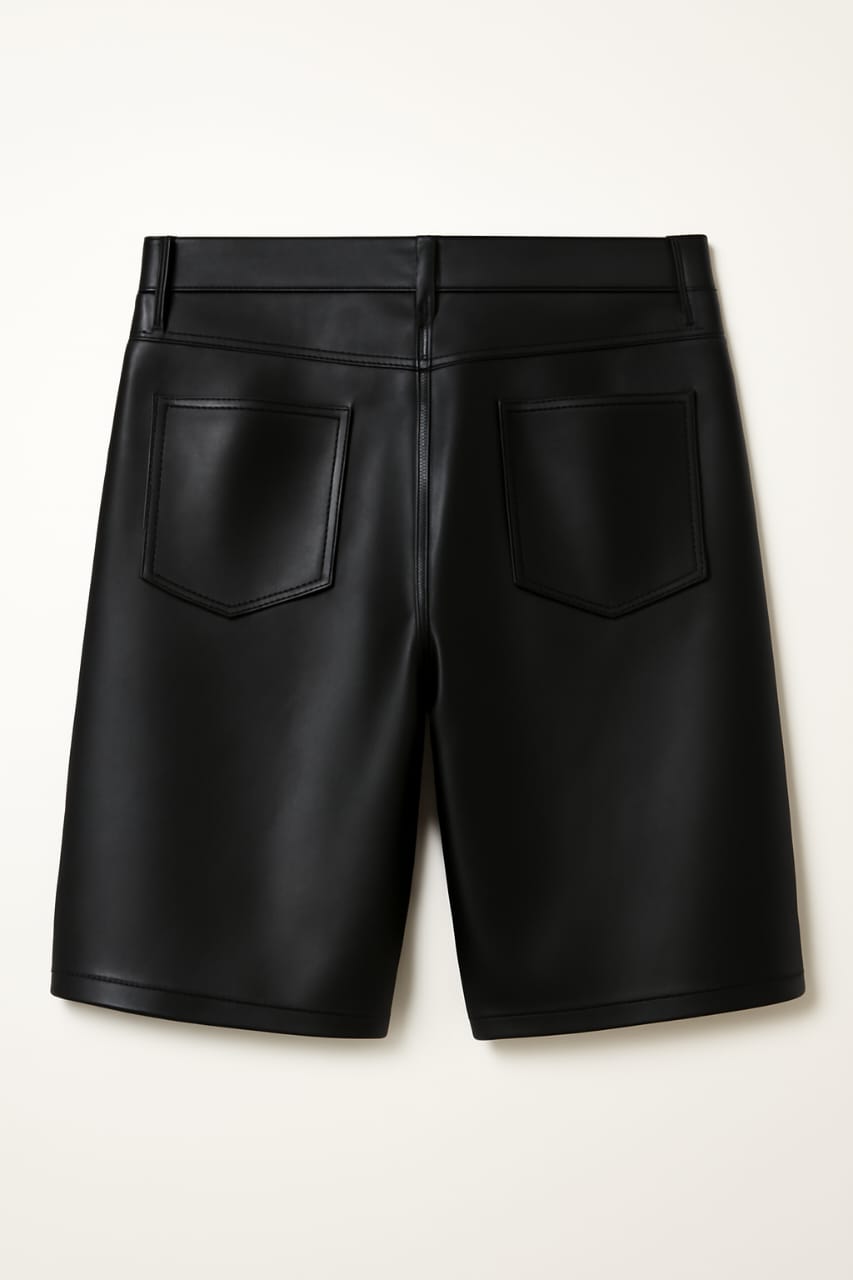 Men's Classic Basic Faux Leather Linear Short