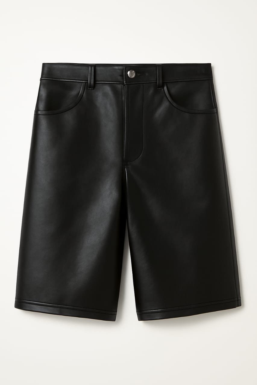 Men's Classic Basic Faux Leather Linear Short