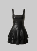 Women's Stylish Pleated Faux Leather Dress