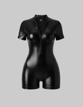 Women's Classic Half Jumpsuit Faux Leather Dress