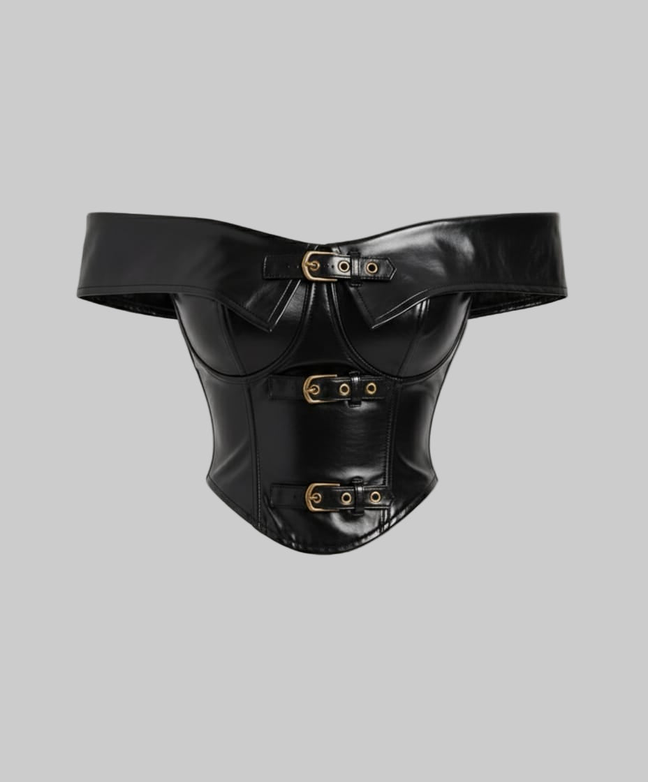 Women's Stylish Faux Leather Open Top