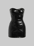 Women's Classic Pockets Faux Leather Mini Dress