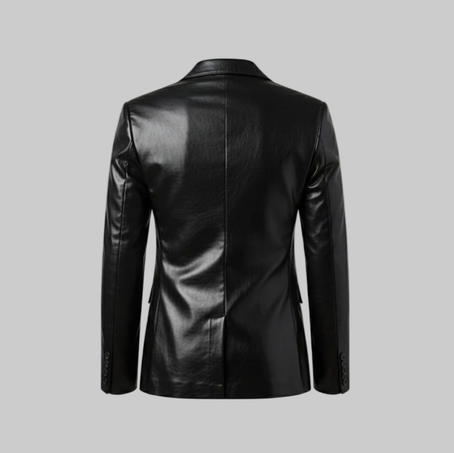 Men's Classic Blazer Faux Leather Jacket