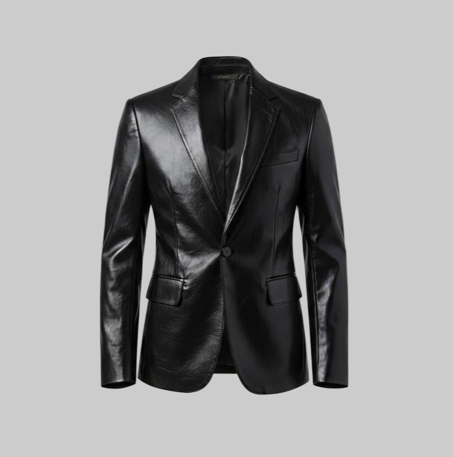 Men's Classic Blazer Faux Leather Jacket
