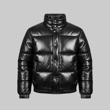 Men's Classic Puffer Faux Leather Jacket