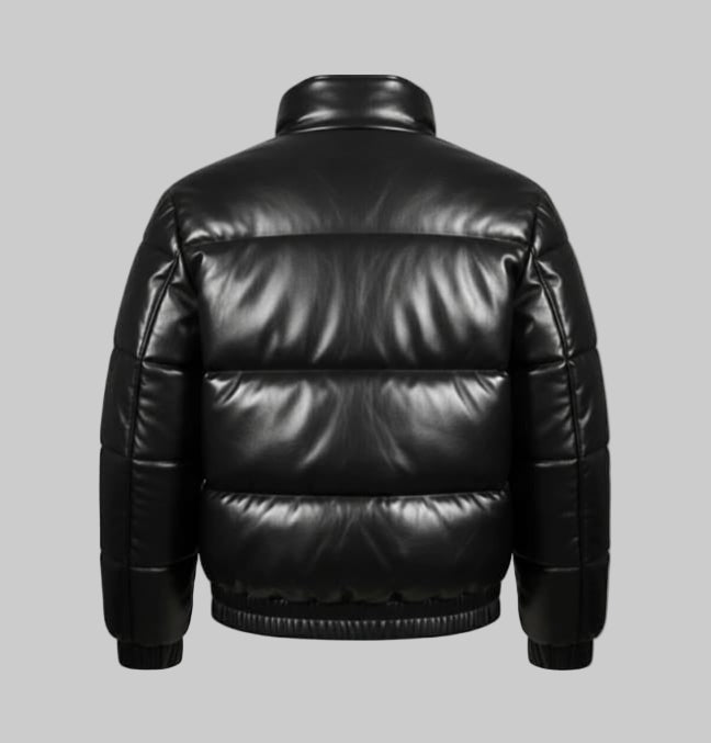 Men's Classic Puffer Faux Leather Jacket
