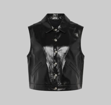 Men's Classic Faux Leather Vest Jacket