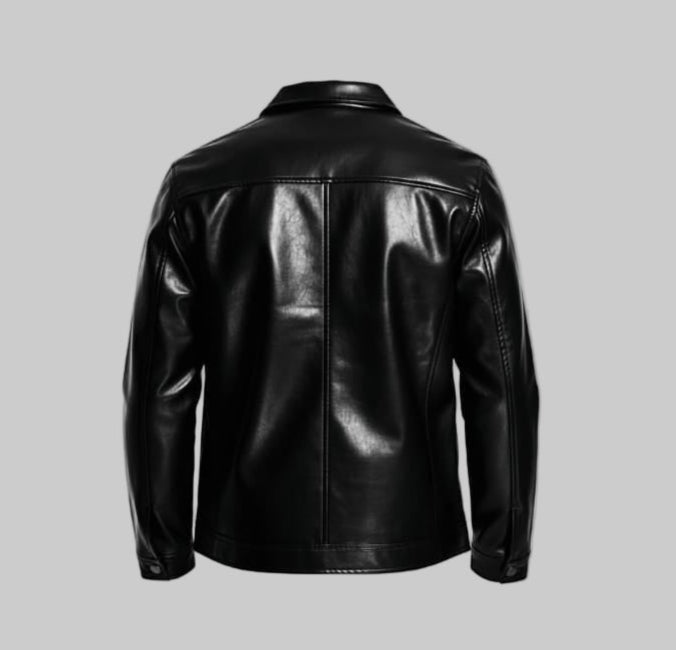 Men's Classic Denim Style Faux Leather Jacket