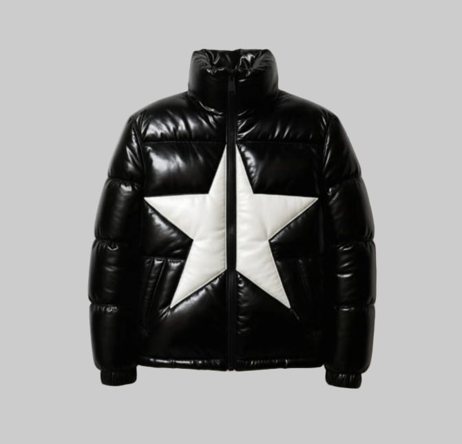 Men's Star Classic Puffer Faux Leather Jacket