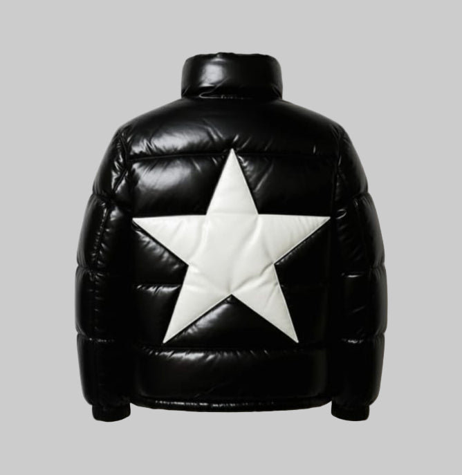 Men's Star Classic Puffer Faux Leather Jacket