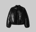 Men's Classic Puff Bomber Faux Leather Jacket