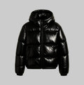 Men's Puffer Hoodie Faux Leather Jacket