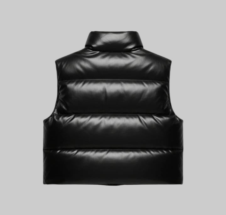 Men's Classic Puffer Faux Leather Vest Jacket