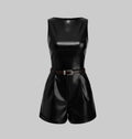 Women's Formal Half Jumpsuit Faux Leather Dress
