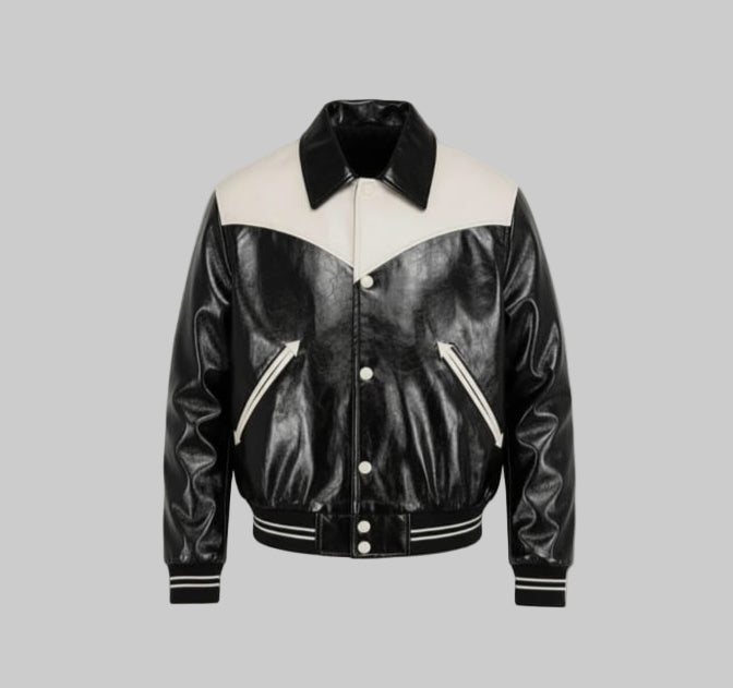 Men's Designer Bomber Faux Leather Jacket