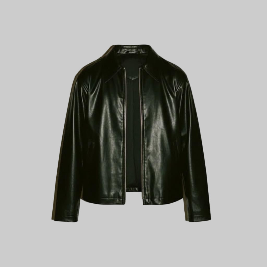 Men's Classic Zipper Style Faux Leather Jacket