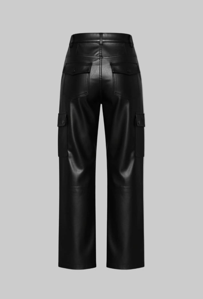 Unisex Classic pockets Cargo Faux Leather pant