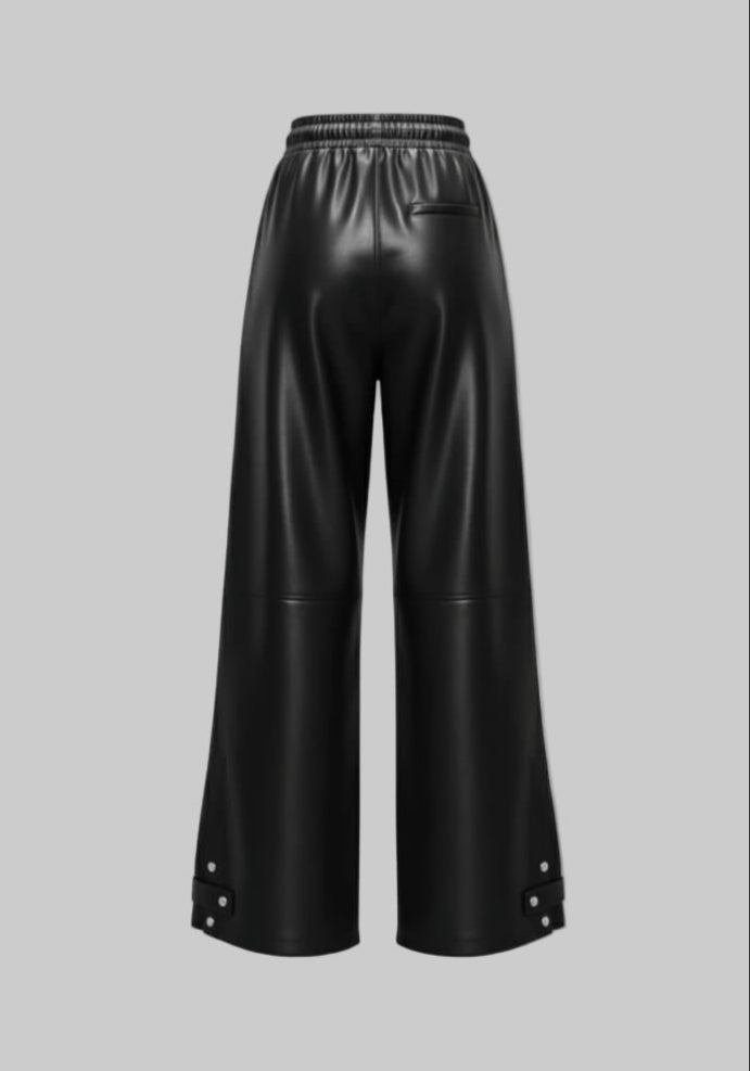 Women's Fancy Baggy Faux Leather Track Pant