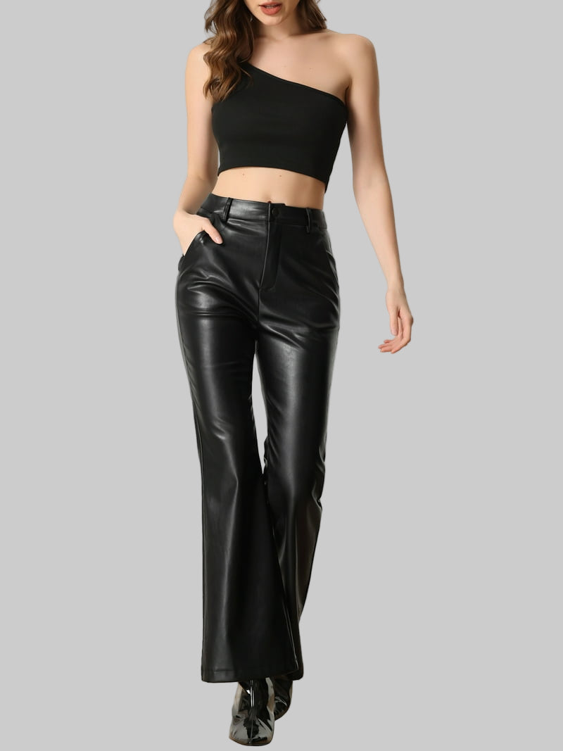 Women's Stylish Basic Classic Black Faux Leather pant