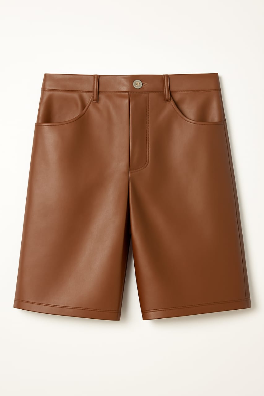 Men's Classic Basic Faux Leather Linear Short