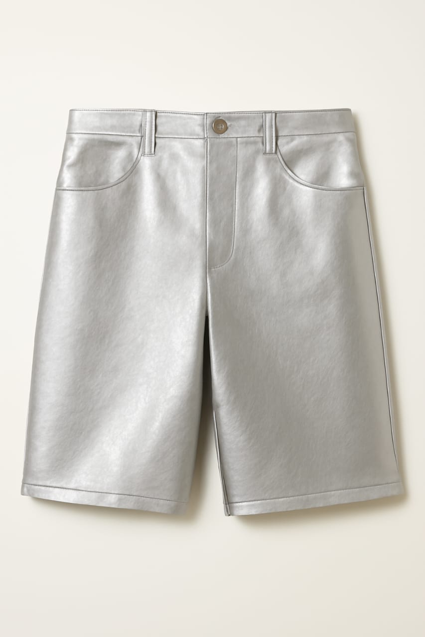 Men's Classic Basic Faux Leather Linear Short
