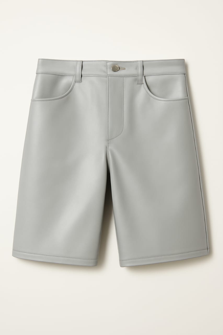 Men's Classic Basic Faux Leather Linear Short