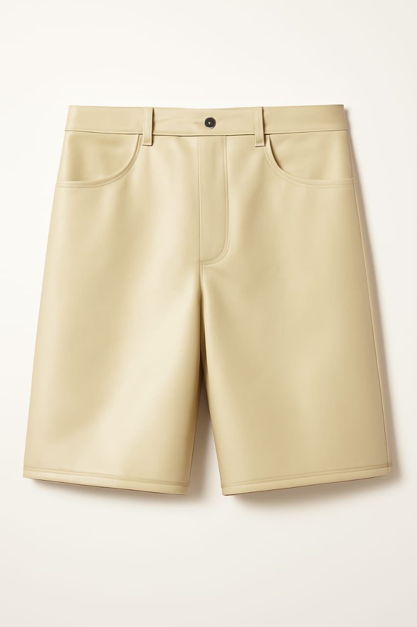 Men's Classic Basic Faux Leather Linear Short