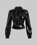 Women's Stylish Classic Black Shirt Faux Leather Jacket