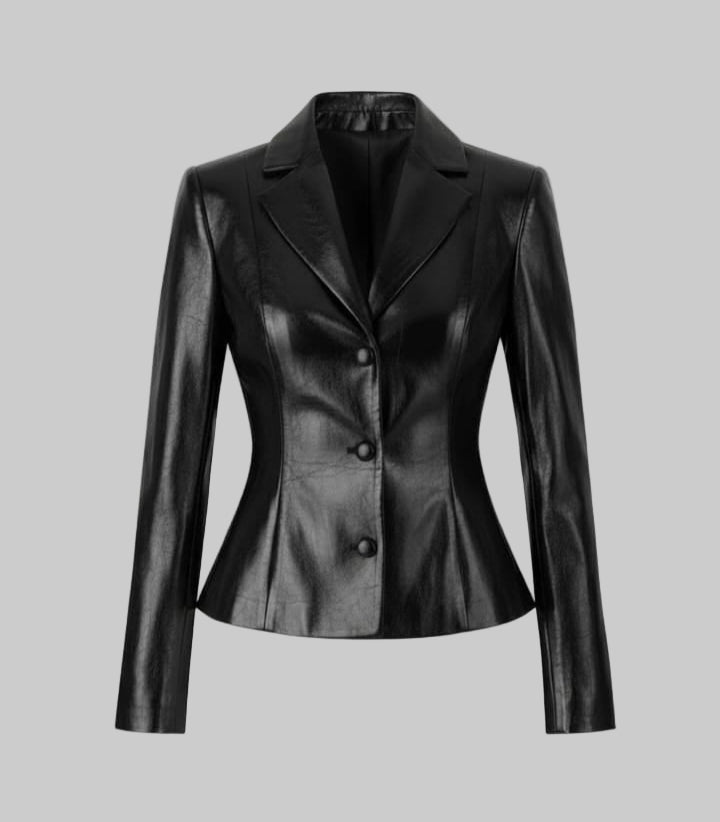 Women's Classic Blazer Shirt Faux Leather Jacket