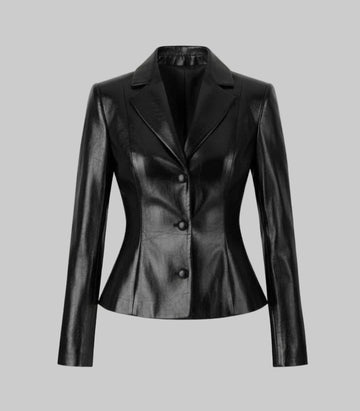 Women's Classic Blazer Shirt Faux Leather Jacket