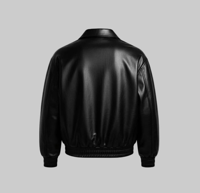 Men's Classic Bomber Zipper Style Faux Leather Jacket