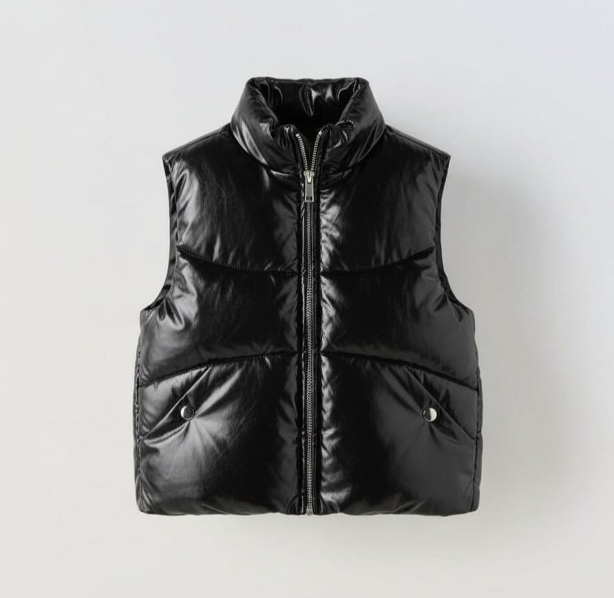 Men's Stylish Puffer Faux Leather Vest Jacket
