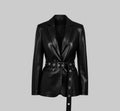 Women's Stylish Blazer Shirt Faux Leather Jacket