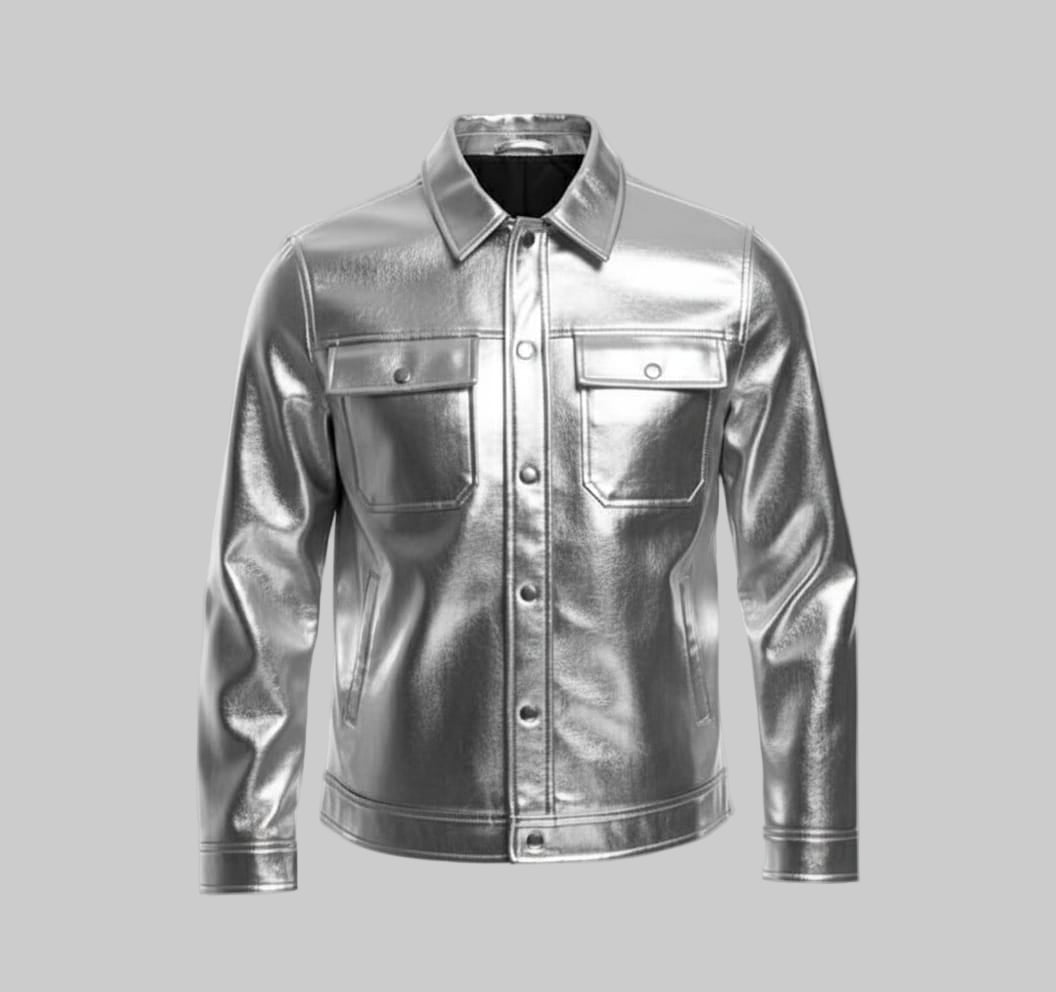 Men's Classic Denim Style Faux Leather Jacket