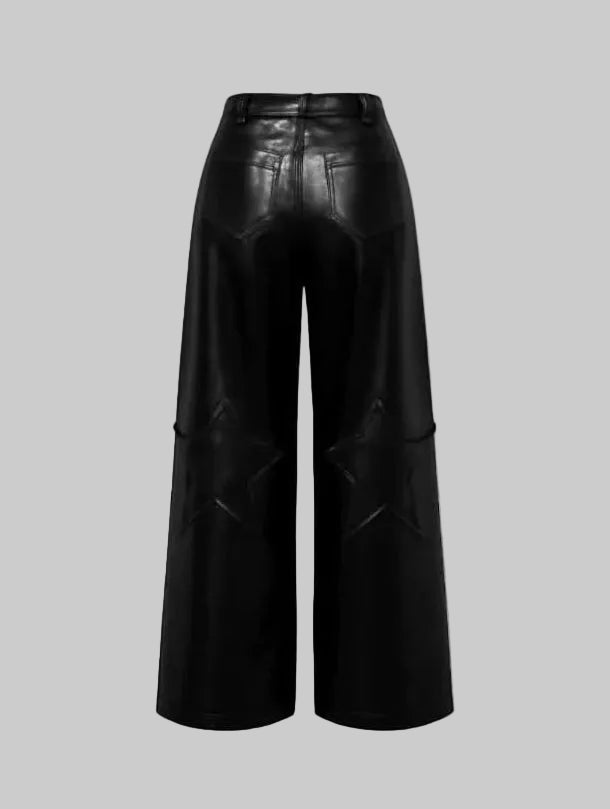Women's Fancy Star Faux Leather Track Pant