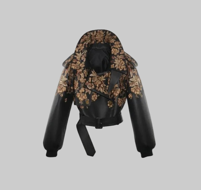 Women's Designer Embro Stylish Faux Leather Jacket