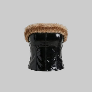 Women's Fur Faux Leather Corset