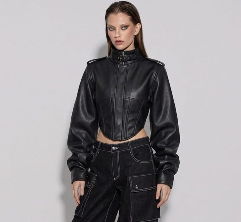 Women's Biker Stylish Faux Leather Jacket